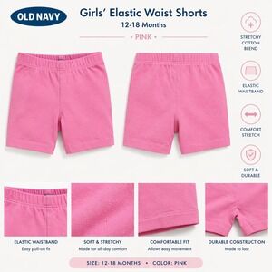 Old Navy Baby Girls Pink Heathered Biker Shorts Elastic‎ Waist 12-18 Months